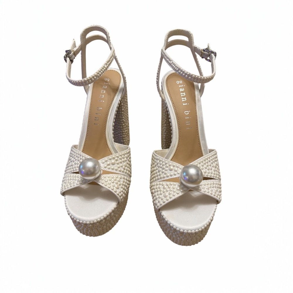 Gianni Bini Pearl Platform Heels Size 8 Bridal Wedding White Statement - Picture 3 of 6